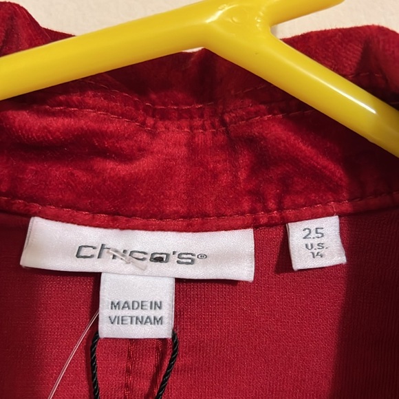 Chico’s Elegant Red velvet Women's Jacket size 2.5 or XL NEW - Picture 4 of 14